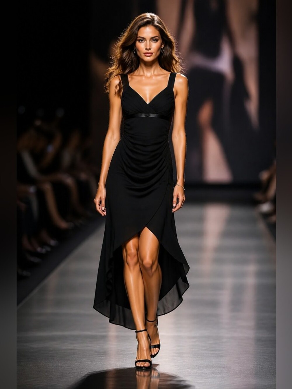 Ruby Rox Black V-Neck Ruched High-Low Dress
